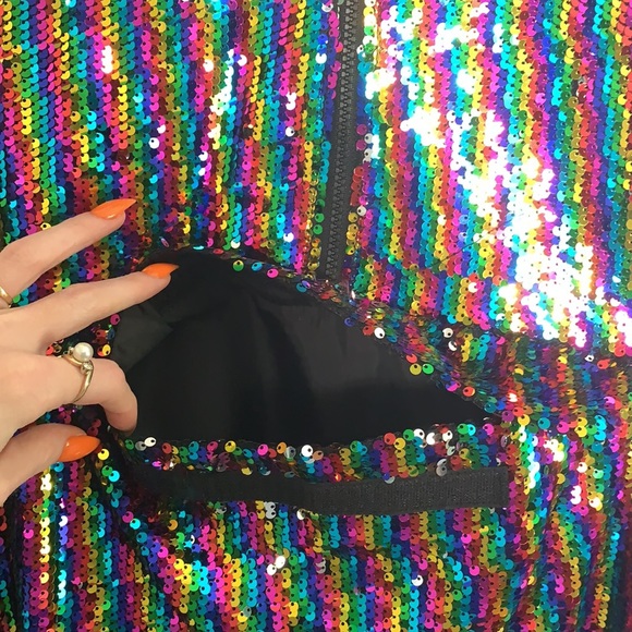 ASOS Rainbow Sequin Half Zip Jacket - Picture 7 of 8